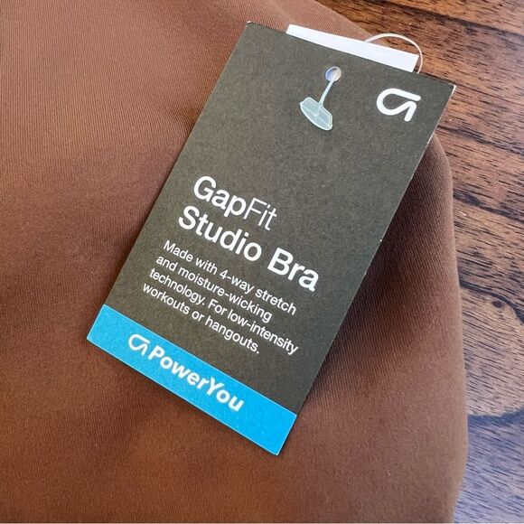 Gap GapFit Brown Studio Bra Racerback NWT small - Picture 2 of 6